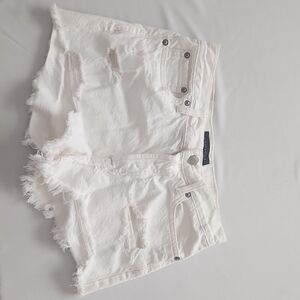 Aeropostale Frayed Hem White Jean Shorts